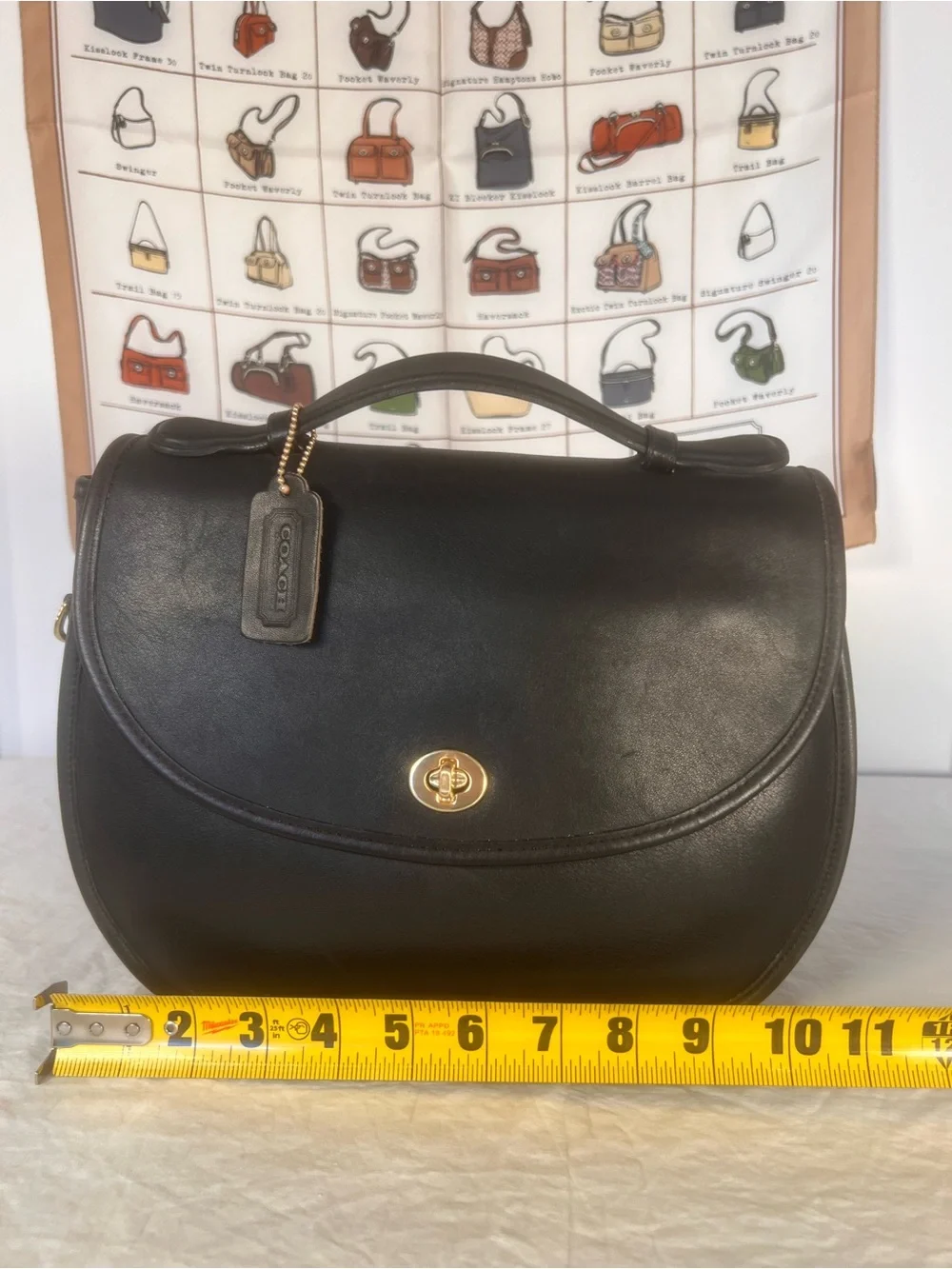 Vintage Coach Black Leather Plaza Bag